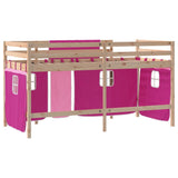 Kids' Loft Bed with Curtains without Mattress Pink 90x190cm 3206975