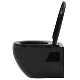 Wall-Hung Toilet with Concealed Cistern Ceramic Black 3054479