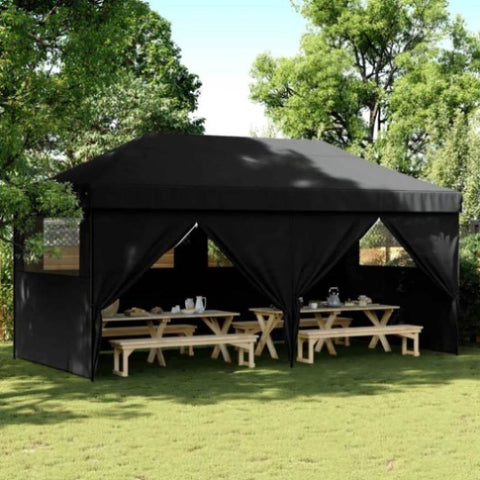 Foldable Party Tent Pop-Up with 4 Sidewalls Black 4004958
