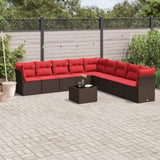10 Piece Garden Sofa Set with Cushions Brown Poly Rattan 3217794