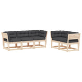 5 Piece Garden Sofa Set with Cushions Solid Wood Pine 3217000