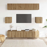 6 Piece TV Cabinet Set Wall-mounted Artisan Oak Engineered Wood 3328990