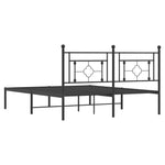 ZNTS Metal Bed Frame without Mattress with Headboard Black 160x200cm 374342