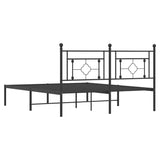 ZNTS Metal Bed Frame without Mattress with Headboard Black 160x200cm 374342