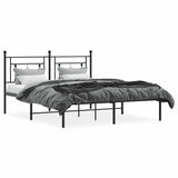 Metal Bed Frame without Mattress with Headboard Black 150x200cm 374341