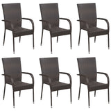 7 Piece Garden Dining Set Brown Poly Rattan 3156661