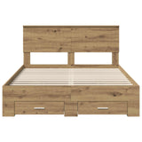 Bed Frame with Drawer Artisan Oak 135 x 190 cm Engineered Wood 3410912