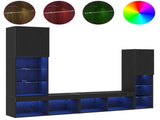 TV Cabinet 4 pcs Black oak Engineered wood 3334391