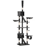 Floor-to-Ceiling Cat Tree for Indoor Cats, 240-260cm Adjustable Cat Tree - Dark Grey T3398P376229