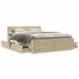 Bed Frame with Headboard without Mattress Sonoma Oak 135x190 cm Double 3295599