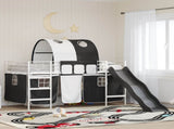 Kids'Loft Bed Frame White and Black 90 x 200 cm Metal 42020853