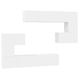 8 Piece TV Cabinet Set White Engineered Wood 3078723