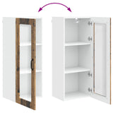Wall Glass Cabinet PORTO Old Wood 40 x 31 x 100 cm 885453