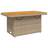 Garden Table Beige 90x55x71 cm Poly Rattan and Acacia Wood 368277