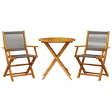 Bistro Set Grey, Natural Wood Solid acacia wood, Polypropylene 3281854