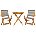 ZNTS 3 Piece Bistro Set Grey Polypropylene and Solid Wood 3281854