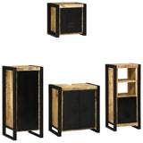 Bathroom Furniture Set with Shelf 4 pcs Brown Solid Mango Wood 3305654