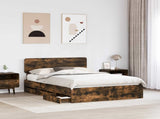 Bed Frame with Drawer Smoked Oak 160 x 200 cm Engineered Wood 3412168