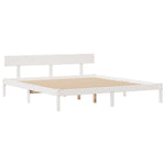 ZNTS Bookcase Bed without Mattress White 200x200 cm Solid Wood Pine 3321843