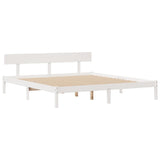 ZNTS Bookcase Bed without Mattress White 200x200 cm Solid Wood Pine 3321843