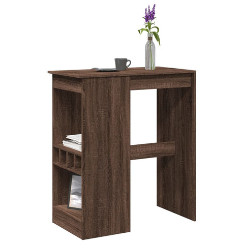 ZNTS Bar Table with Racks Brown Oak 90x47.5x103.5 cm Engineered Wood 854343