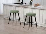 Set of Two Faux Leather Bar Stools - Green/Black T3398P377910