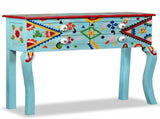 Console Table Solid Mango Wood Blue Hand Painted 244596
