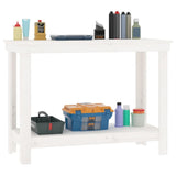 Work Bench White 110x50x80 cm Solid Wood Pine 822502