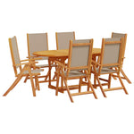 ZNTS 7 Piece Garden Dining Set Solid Wood Acacia and Textilene 3279323