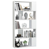 Book Cabinet/Room Divider High Gloss White 80x24x159 cm Engineered Wood 800105