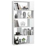 Book Cabinet High gloss white Engineered wood 80cm x 24cm x 159cm 800105