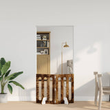 Folding Pet Fence 2 pcs Smoked Oak 100.5 x 38 x 70 cm 8005963