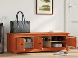 Shoe Cabinet Wax Brown 110 x 38 x 45.5 cm Solid Pine Wood 869928