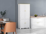 Freestanding 4-Door Kitchen Cupboard, Storage Cabinet Organizer with 4 Shelves, White T3398P342367