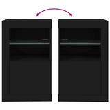 Side Cabinet with LED Lights Black Engineered Wood 836632