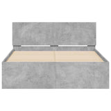Bed Frame with Headboard and LED Concrete Grey 135x190 cm Double 3207633