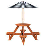 Picnic Table for 4 Kids with Umbrella Round Solid Wood Fir 3281624