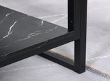 Coffee Table, Two-Tier Marble Centre Table with Metal Frame and Storage Shelf for Living Room, 106 x T3398P343257
