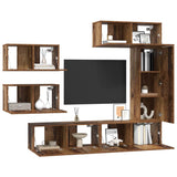 TV Cabinet Set Wall-mounted 6 pcs Old Wood Engineered Wood 3393246