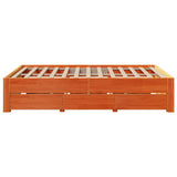 Bed Frame without Mattress with Drawers Wax Brown 150x200 cm King Size Solid Wood Pine 3308803