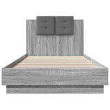 Bed Frame with Headboard Grey Sonoma 90x200 cm Engineered Wood 3209945