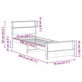 Bed Frame with Headboard Wax Brown 75 x 190 cm Engineered Wood 877253