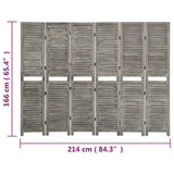 6-Panel Room Divider Grey 214x166 cm Solid Wood 338577