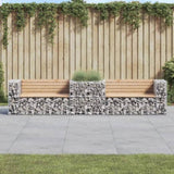 ZNTS Garden Bench with Gabion Basket Solid Wood Pine 3196245