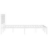 Metal Bed Frame without Mattress with Headboard White 150x200cm 374292