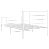 Metal Bed Frame without Mattress with Footboard White 100x200cm 355623