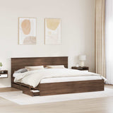 Bed Frame with Drawer Brown Oak 200 x 200 cm Engineer Wood 3410678