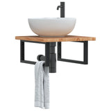 Basin Shelf Wall Mounted Steel and Solid Wood Oak 3302393