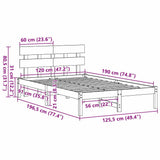 Bed Frame with Headboard Brown 120 x 190 cm Solid Pine wood 872169