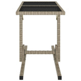 Garden Table Beige 110x53x72 cm Glass and Poly Rattan 46454